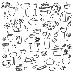 Doodle free hand style for kitchen stuff