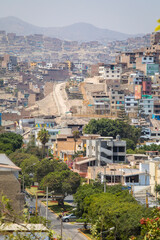 Fototapeta premium City hills Landscape view from Loma Amarilla Surco District Lima Peru