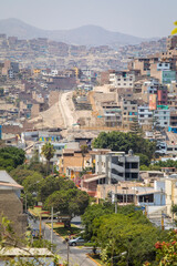Fototapeta na wymiar City hills Landscape view from Loma Amarilla Surco District Lima Peru