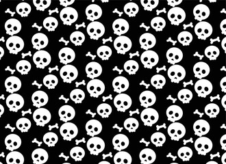Halloween spooky skull and bone pattern background vector.