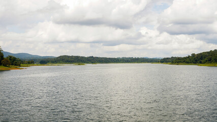 river, mountains and sky  It is a beautiful and peaceful nature.  Suitable for leisure and camping