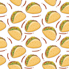 Taco Fast Food Seamless Pattern