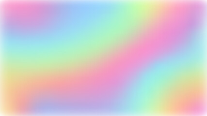 Rainbow fantasy background. Holographic illustration in pastel colors. Cute cartoon girly background. Bright multicolored sky. Vector.