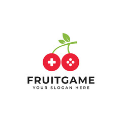 Cute Game Logo Vector With Combination of Joystick Button and Cherry Suitable for Fruit Theme Games
