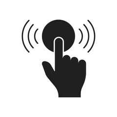 Ring door bell icon. Hand pushing the button sign. Pressing the doorbell symbol. isolated on white background. vector illustration