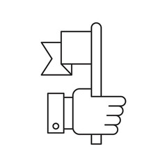 Obraz premium Hand holding flag icon. Human Hand Holding Flag vector icon in meaning Achievement. Waving flag. isolated on white background.