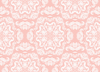 Fototapeta premium Orient vector classic pink and white pattern. Seamless abstract background with vintage elements. Orient pattern. Ornament for wallpapers and packaging