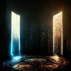 Portal into the abyss. Cinematic, Dramatic, 3-Dimensional, Angry. Surreal, fantasy, chaotic.
