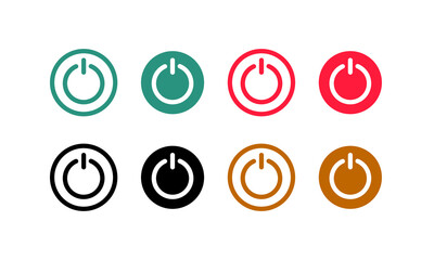 On-off icon. Set of power buttons. Power Button Icon in line and flat style.