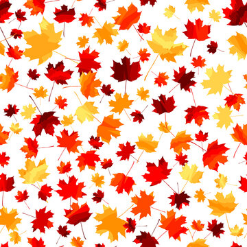 autumn maple leaves on transparent background. seamless pattern. wrapping paper. repetitive design template for greeting card, print, banner, flyer, cover, invitation. modern stylish texture