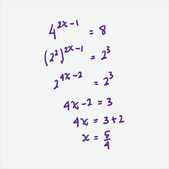 Exponential equation problem solving. Finding the value of x from the exponential equation