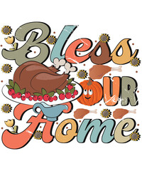 Thanksgiving groovy style typography t-shirt design, Emoji Thanksgiving design, Kawai t-shirt design