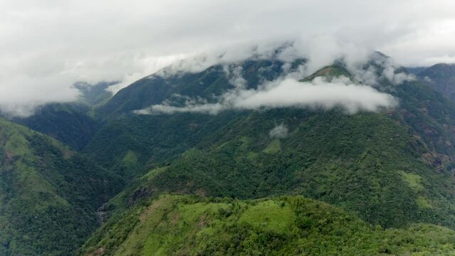 Clouds Over The Mountain Peak Of Khasi Hills In Meghalaya, India. - aerial