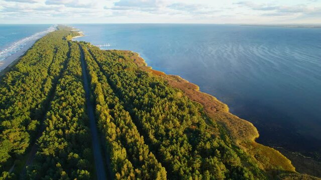 Coastline of the Baltic Sea on the Hel Peninsula, Poland, aerial view