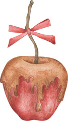Apple in caramel watercolor illustration