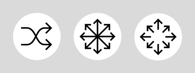Icon of an arrow in all directions, a symbol of universality (versatility). Pictogram for web or marketplace, clothing category. Isolated raster illustration on a white background.