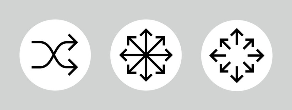 Icon of an arrow in all directions, a symbol of universality (versatility). Pictogram for web or marketplace, clothing category. Isolated vector illustration on a white background.