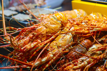grilled lobster shrimp with cheese and butter garlic