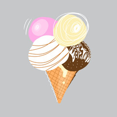 ice cream illustration. banner pattern advertising templates for cafe.