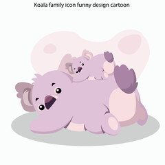 Koala family icon funny design cartoon characters sketch