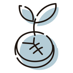 お金が増えるイメージ【円（¥）のコインと芽】