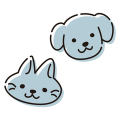 シンプルな犬と猫のイラストセット