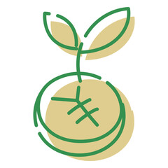 Obraz premium お金が増えるイメージ【円（¥）のコインと芽】