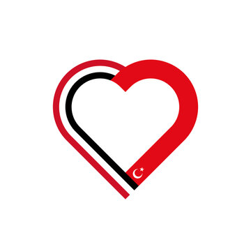 recommend clip art: friendship concept. heart ribbon icon of yemen and turkey flags. vector illustration isolated on white background