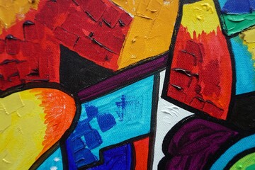 Art Painting  oil  Abstract   colorful   Triangle ,Curve ,Square ,Circle ,  geometric shapes