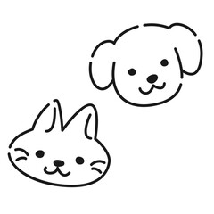 シンプルな犬と猫のイラストセット