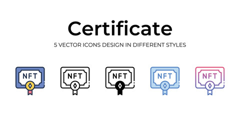 nft certificate icons set vector illustration. vector stock,