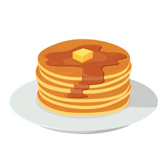 stack of pancakes with honey and butter flat vector illustration logo icon clipart
