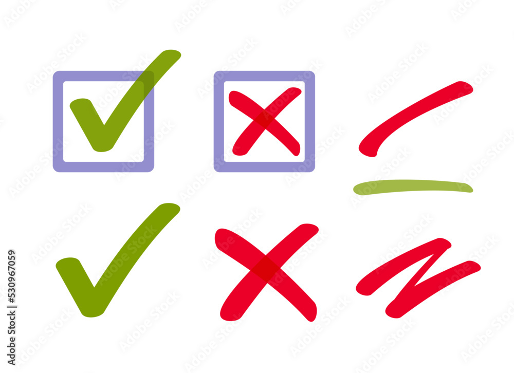Fototapete stroke red green vector marker highlight element as crossed out underlined and emphasized text clip 