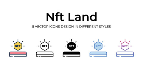 nft land icons set vector illustration. vector stock,