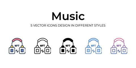 nft music icons set vector illustration. vector stock,