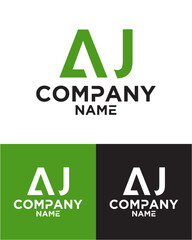 Initial letter a j logo vector design template