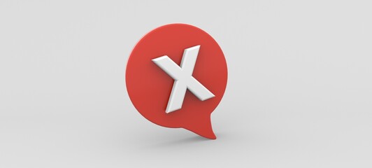 no reply cancel, wrong concept icon 3d render