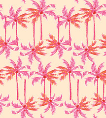 hand draw tropical palm tree seamless pattern vector 