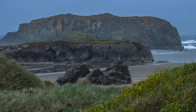 rock formations on a beach along the Oregon coast