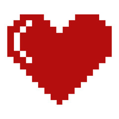 Heart-Shaped. Love Icon Symbol for Pictogram, App, Website, Logo or Graphic Design Element. Pixel Art Style Illustration. Format PNG