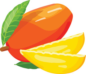 Large mango icon cartoon vector. Summer dessert. Appetizing fruit