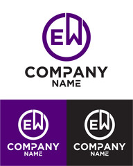 Initial letter e w logo vector design template