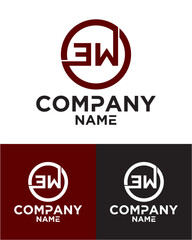 Initial letter e w logo vector design template