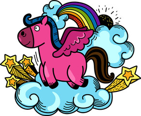 Hand drawn unicorn character