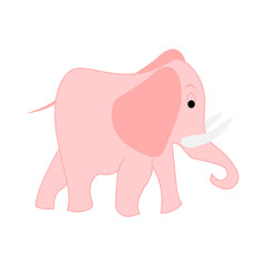 The animal is a pink elephant. Cartoon character of a baby elephant. Handmade elephant drawing for print design, in children's style