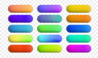 Colorful 3d buttons set. Gradient shapes with shadows