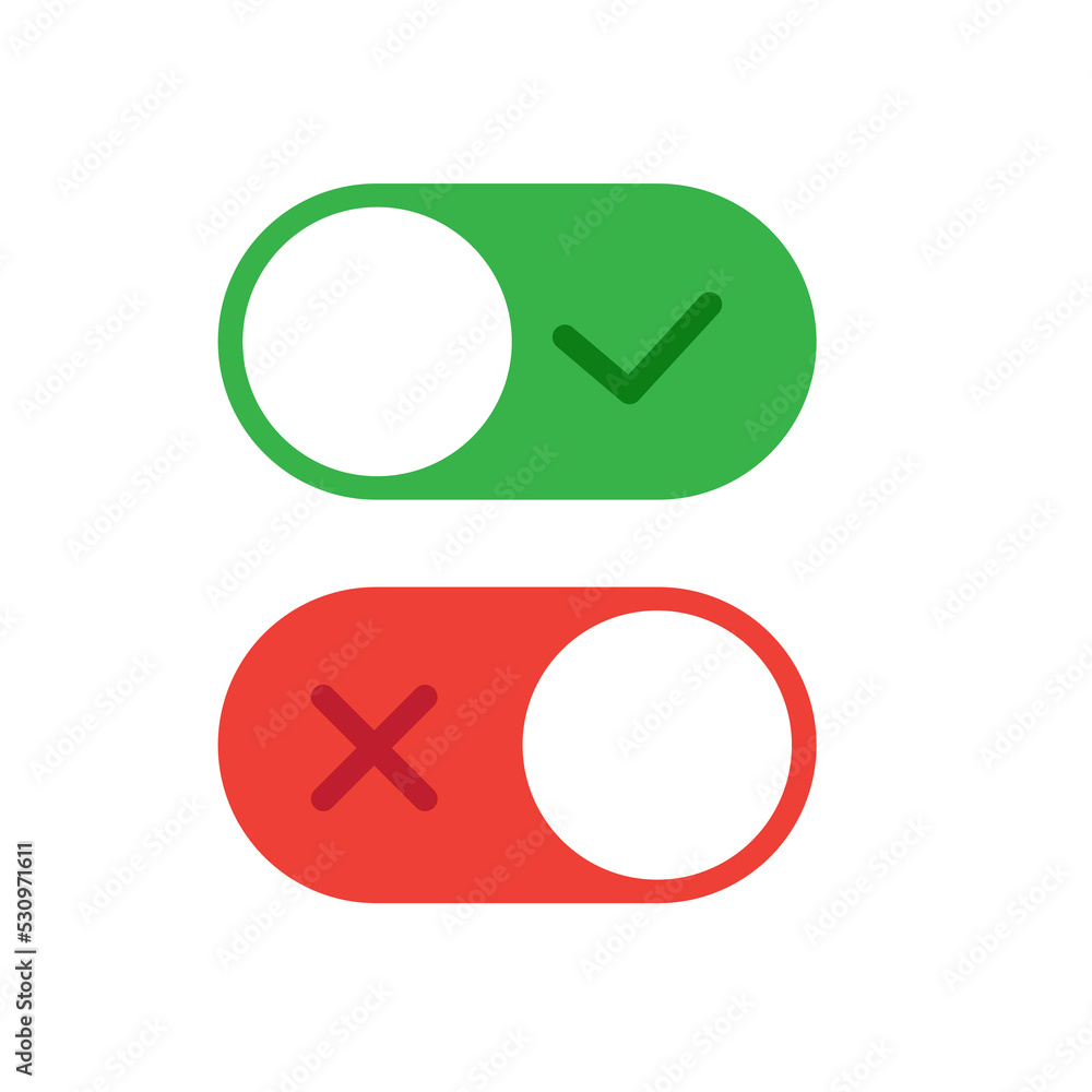 Poster on and off tumbler. user interface template with toggle switch button