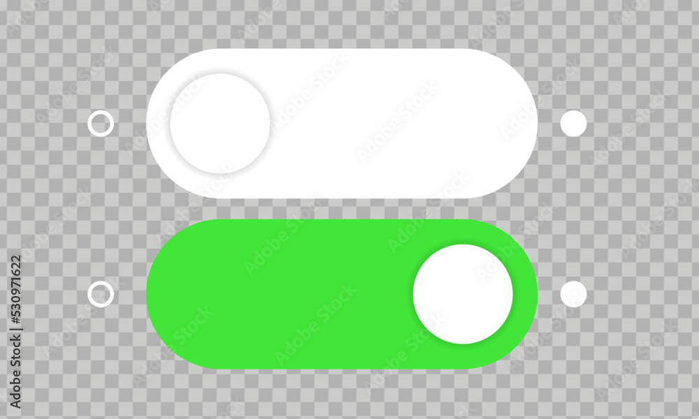 Poster on and off tumbler. user interface template with toggle switch button