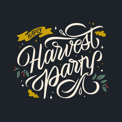 Harvest Party typography vector design for greeting cards and poster for the Thanksgiving holiday.