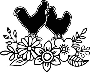 Chicken Silhouette Vector  in White Background